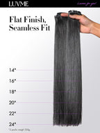 LUVME 2 Pack Straight Seamless 220g 14Pcs Clip in Hair Extensions Full Max with 20inch Remy Human Hair Extensions, Natural Black 100% Real Soft Human Hair Extension
