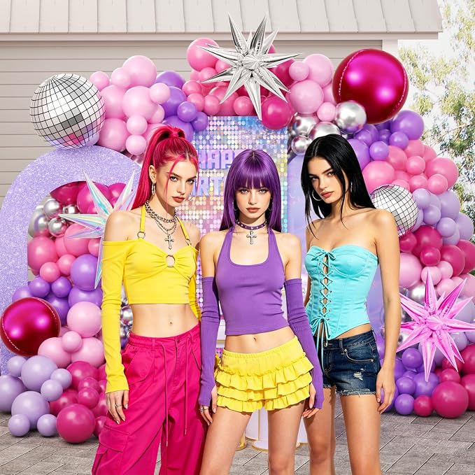 JOGAMS 172Pcs K-Pop Music Balloon Arch Kit, Metallic Silver Purple Pink - Image 5