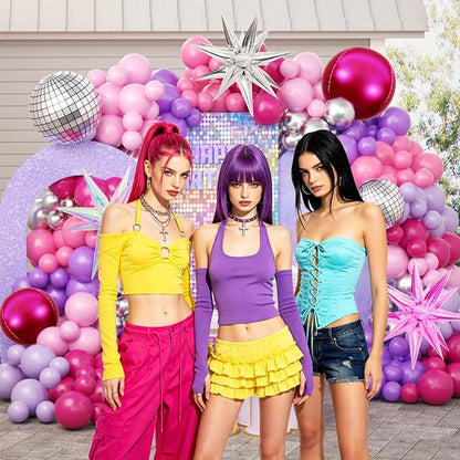 JOGAMS 172Pcs K-Pop Music Balloon Arch Kit, Metallic Silver Purple Pink - Image 5