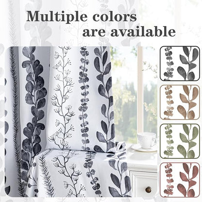 Boho Blackout Leaves Patterned Curtains 95 Inch Long 2 Panels Set - Image 2