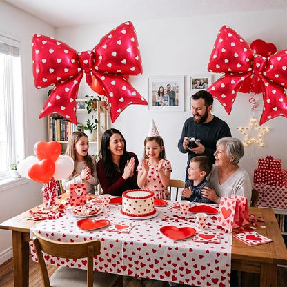 38 Inches Bow Balloon with White Heart Print - Image 5