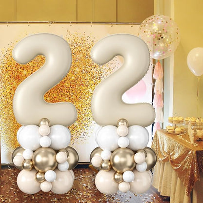 40 Inch Cream Number 2 Balloon for 2nd Birthday Decoration Beige White Sand - Image 4