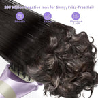Hair Dryer Brush 8-in-1 Dual Voltage Hot Air Styler – Fast-Drying 110,000 RPM Ionic Blow Dryer with Straightener & Curler Attachments, Frizz-Free Volumizing Styler with Protective Hard Case-Purple