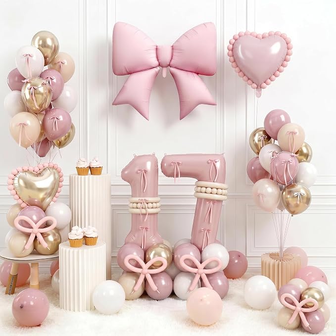 40 Inch Dusty Pink 17 Number Balloon - Image 6