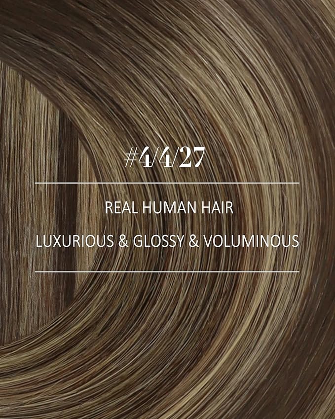 YoungSee Clip in Human Hair Extensions Brown Balayage Clip in Real Hair Extensions Dark Brown with Caramel Blonde Balayage Remy Hair Human Extension Clip ins Long Straight Hair Extension 22Inch 120G