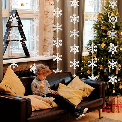 Snowflake Snow White-Silver Christmas Party-Decorations Garland - Image 4