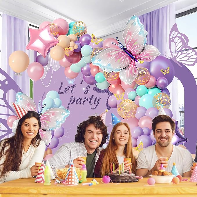 Pink and Purple Butterfly Balloon Arch Garland Kit, Big Butterfly Decorations - Image 6