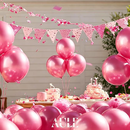 AULE 50Pcs Metallic 12 Inch Pink Chrome Helium Shiny Thicken Balloon | Party - Image 4