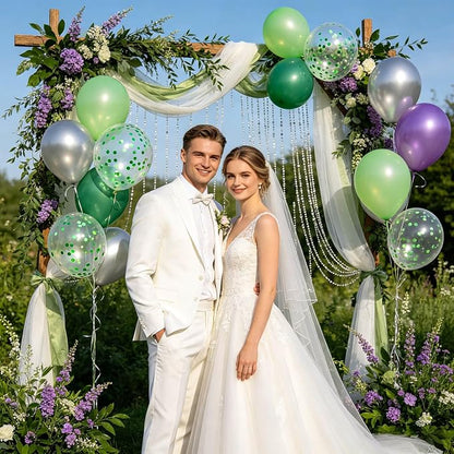 100pcs Green Confetti Balloons 12 Inch Clear Latex Balloon - Image 5