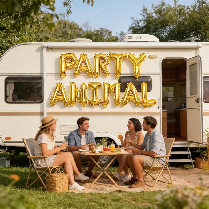 2 Set 22Pcs Gold PARTY ANIMAL Letter Balloons 16in Balloon Foil Letter - Image 5