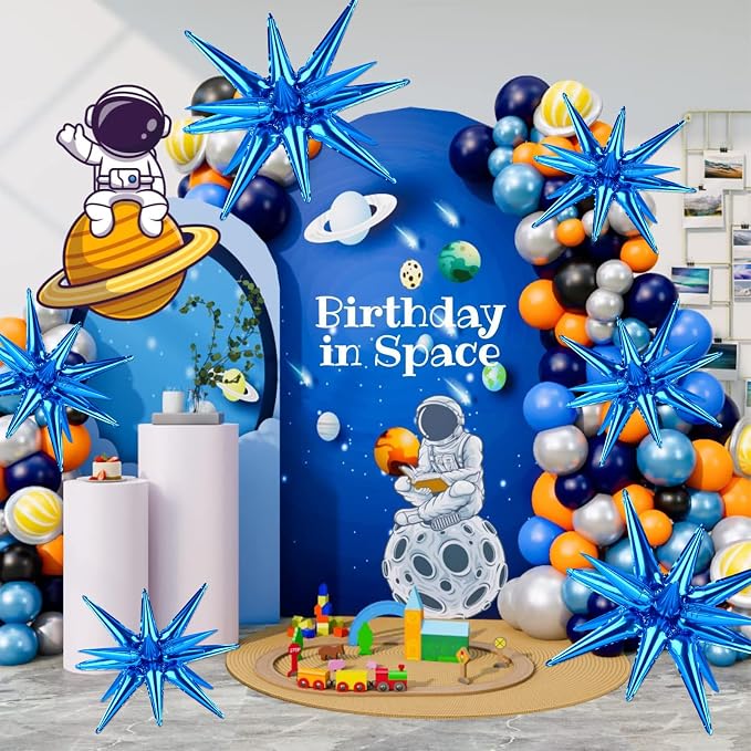 8 Pcs Blue Star Balloons, 27/22 inch One-Piece Explosion Foil Balloons - Image 6