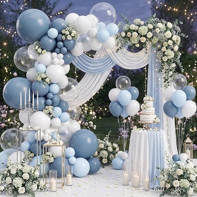 RUBFAC Dusty Blue Balloons Garland Arch Kit - Image 5