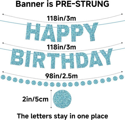 Alynta Happy Birthday Banner Pre-Strung Glitter Birthday Party Decorations | NO - Image 3
