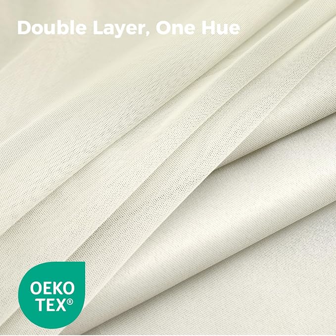 100% Blackout Curtains for Bedroom, Double Layer Ivory Curtains, Room Darkening - Image 4