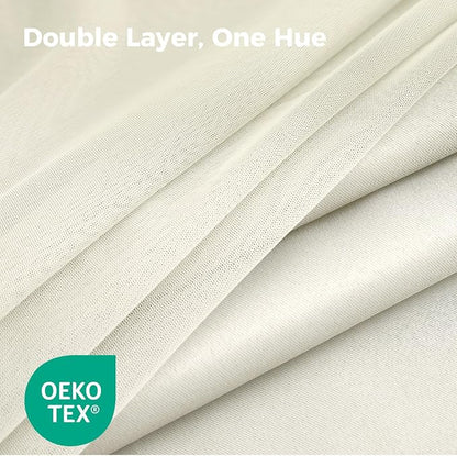 100% Blackout Curtains for Bedroom, Double Layer Ivory Curtains, Room Darkening - Image 4