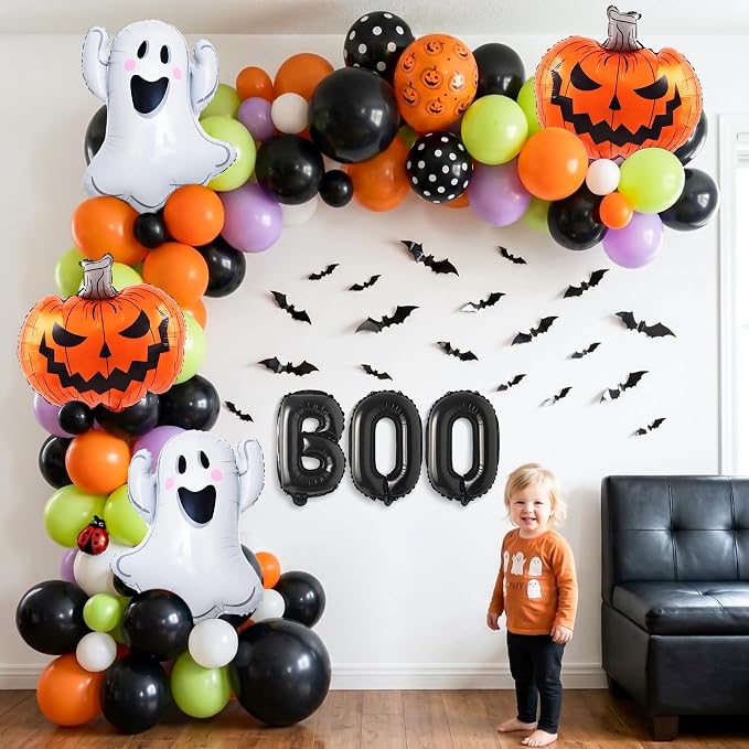 7PCS Ghost Balloons BOO Pumpkin Foil Balloons Halloween Mylar Balloons | - Image 3