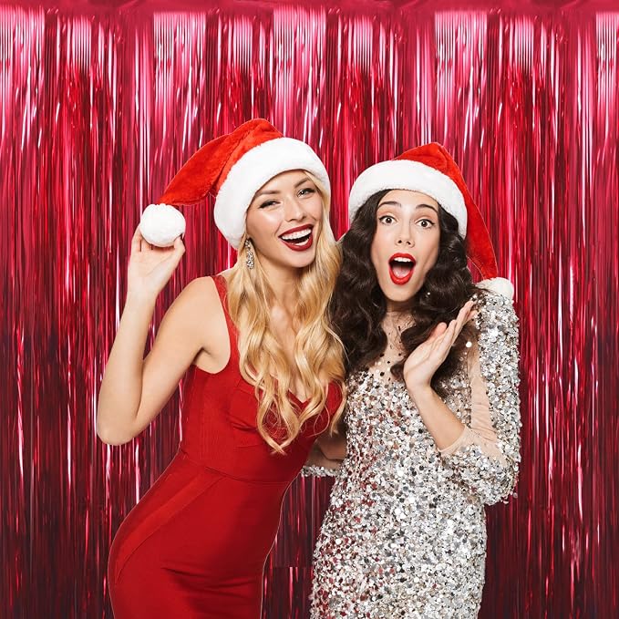 GOER 3.2 ft x 9.8 ft Metallic Tinsel Foil Fringe Curtains Party Photo Backdrop - Image 2