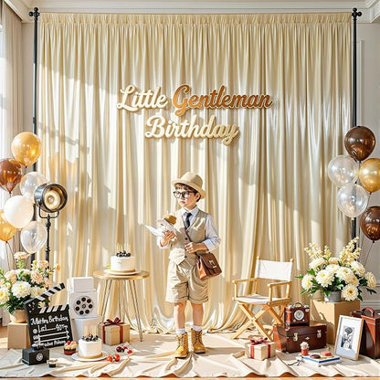 30x10ft Champagne Beige Glitter Backdrop Curtain - Image 8