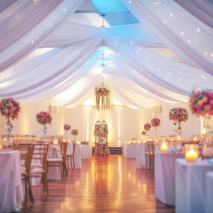 6 Panels White Ceiling Drapes - Image 3