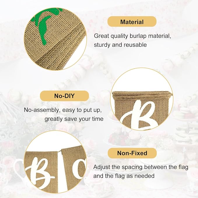 Anwyll Burlap Baby in Bloom Banner NO DIY Baby Shower Decoration Banner Floral - Image 3