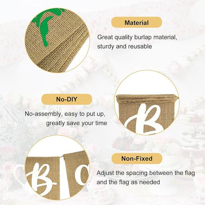 Anwyll Burlap Baby in Bloom Banner NO DIY Baby Shower Decoration Banner Floral - Image 3