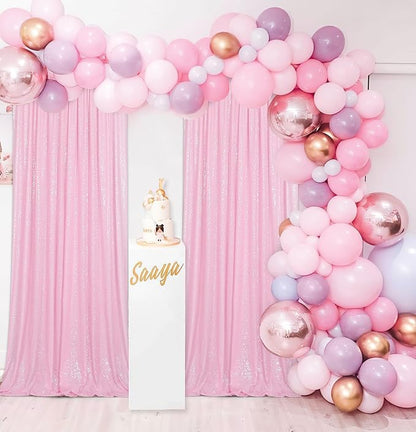 Pink Sequin Backdrop Curtains 4 Pcs 2ftx8ft Glitter Shimmer Fabric | Sparkly - Image 5