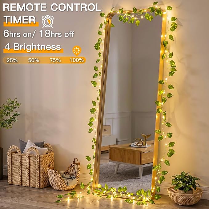 33FT 100LED Pothos Vine Fairy Lights Battery Operated Copper Wire | String - Image 7