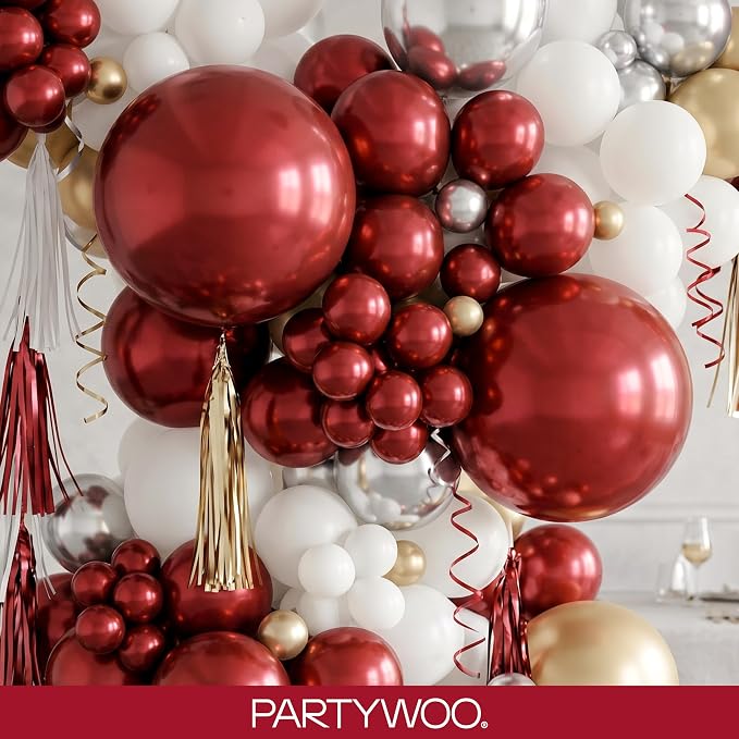 PartyWoo Burgundy Balloons 120pcs Dark Chestnut Red Maroon Color | 18 12 10 5 - Image 8