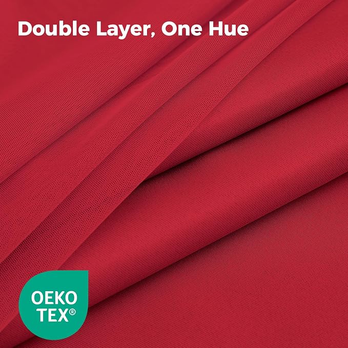 100% Blackout Curtains for Bedroom, Double Layer Red Curtains, Room Darkening - Image 4