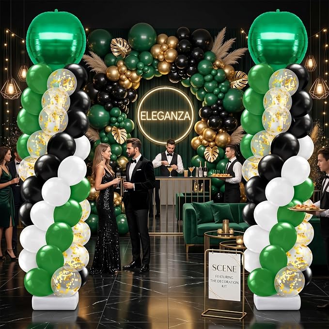 2 Sets Green Black White Balloon Column Stand Kit, Adjustable Floor Balloon by Sonwyoung