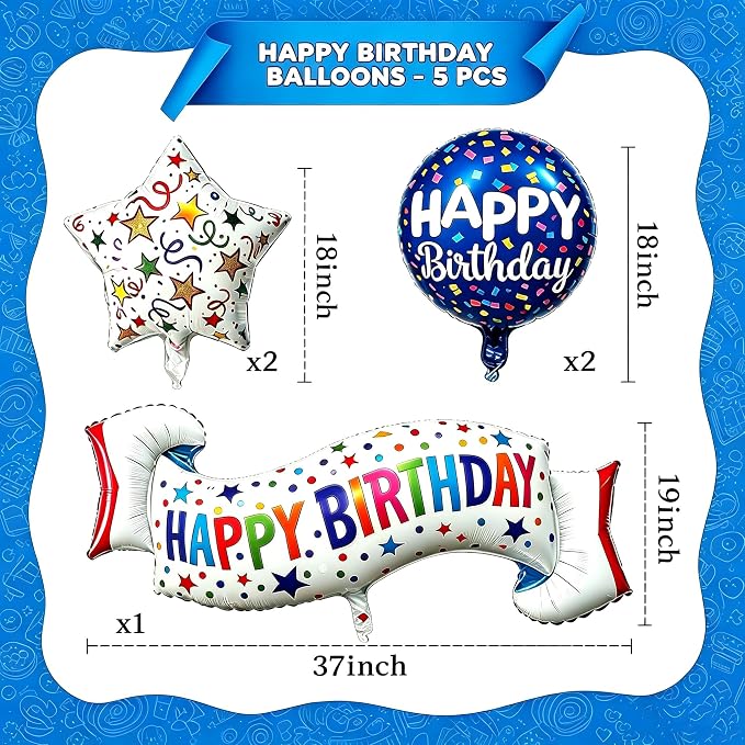 Birthday Decoration Set Colorful Happy Birthday Banner Balloon, Star and Circle - Image 2
