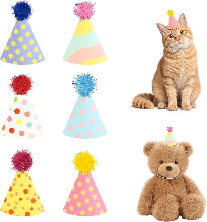 CANREVEL Mini Party Hats for Stuffed Animals Headwear, Birthday Hats by CANREVEL