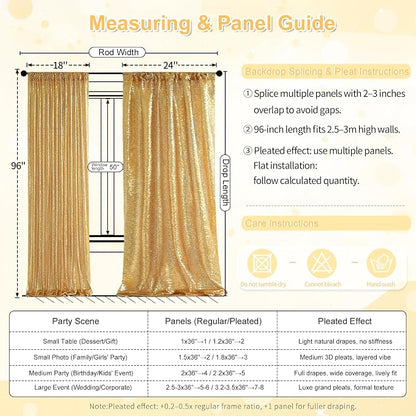Gold Curtains Backrop for Wedding Parties: 3ftx8ft Gold Sequin Backdrop | 2 - Image 3