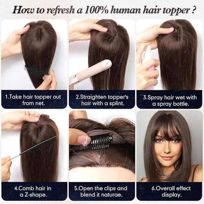 starluck Hair Toppers for Women with Bangs, 5"*5.5"Large Coverage Ombre Light Blonde 100% Real Human Hair Toppers for Women with ThinningHair,Cover Gray Roots