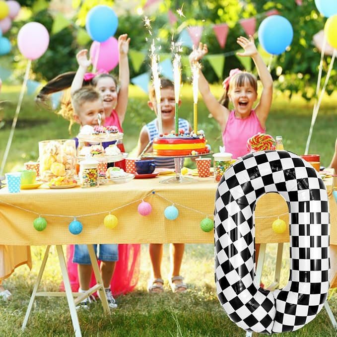 40 Inch Checkered Number Balloon - Image 3