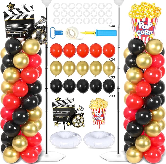 2 Sets Movie Night Balloon Column Stand Kit by Naozinebi