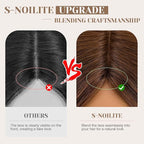 S-noilite Hair Toppers for Women Real Human Hair 3D 360° Cover Clip in 100% Real Human Hair Toppers 3″*4″ Clip in Silk Base 12 inch Light Brown