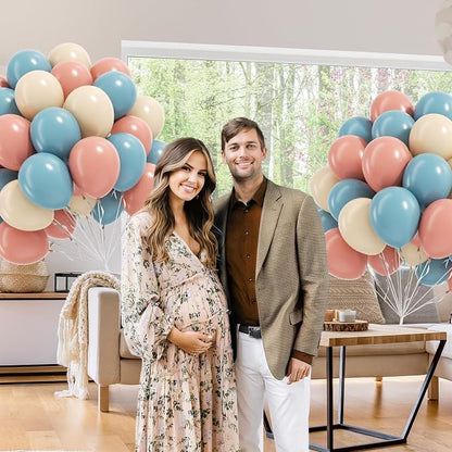 60pcs Gender Reveal Balloons, Dusty Pink Dusty Blue Sand White Balloons - Image 5