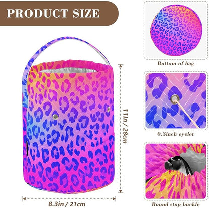 Gradient Leopard Print 01 Yarn Bag Small Crochet Bag Drawstring Yarn Storage - Image 3