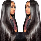 13X6 Lace Front Wigs Human Hair Pre Plucked With Baby Hair 30 Inch 180 Density Glueless Transparent HD Straight Lace Front Wigs Lace Frontal Wigs for Women Natural Black Color