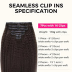 Lashey Seamless Clip in Hair Extensions Human Hair #2 Dark Brown Kinky Straight Clip in Hair Extensions Real Human Hair 7pcs 110g 24 Inch PU Weft Clip ins for Women