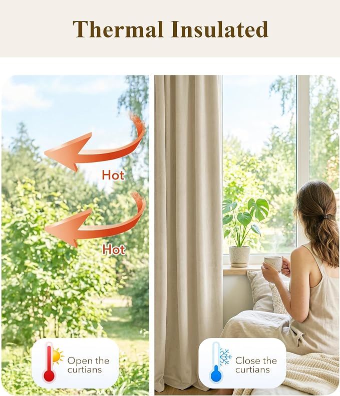 Beige Velvet Drapes Back Tab Privacy - Image 6