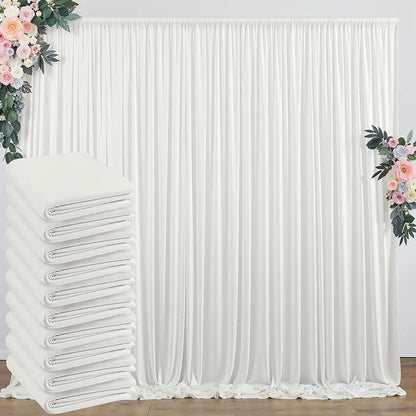 50 ft x 10 ft Wrinkle Free Ivory Backdrop Curtain by Outpain
