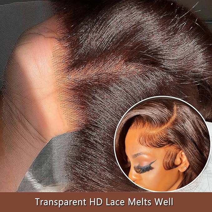 Chocolate Brown Lace Front Wigs Human Hair with Baby Hair 200 Density 13x4 Body Wave Lace Frontal Wigs Pre Plucked Hairline 4# Brown Wig 32 Inch