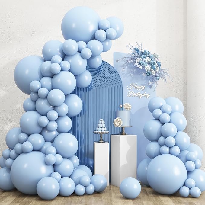 RUBFAC 135pcs Light Baby Blue Balloons Different Sizes 18 12 10 5 Inch by RUBFAC