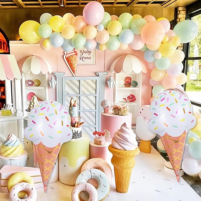 32 Inch Large Ice Cream Balloons Cone Kit, Giant Sweet Ice Cream Sprinkle Foil - Image 7