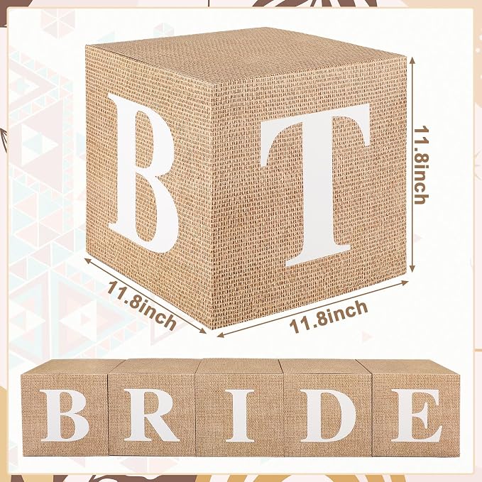 5 Pcs Burlap Bridal Shower Decorations Balloon Boxes Boho Boxes - Image 3