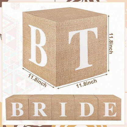 5 Pcs Burlap Bridal Shower Decorations Balloon Boxes Boho Boxes - Image 3