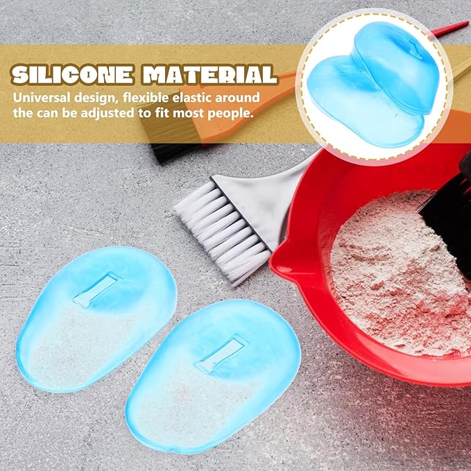 Angoily Ear Protection Tools 2Pcs Silicone Ear Covers for Hair Dye Waterproof Heat Resistant Covers for Hair Dryer and Shower 3.14X1.77X0.98 Inches Blue