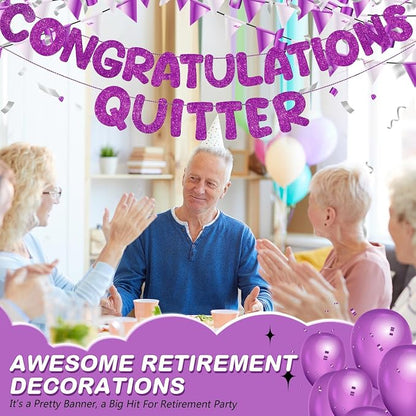 Fulmoon Pre Strung Congratulations Quitter Glitter Banner Funny Retirement - Image 6
